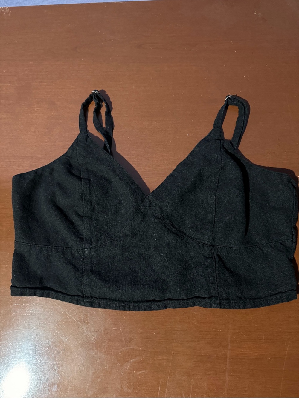 Black V-Neck Cropped Camisole Top